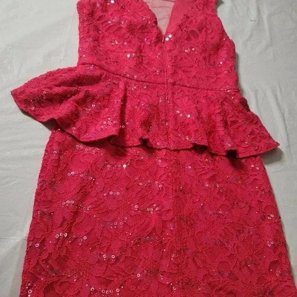Hailey Logan by Adrianna Papell Women lace  sequins Pink Cocktail Dress 11 - Picture 6 of 12